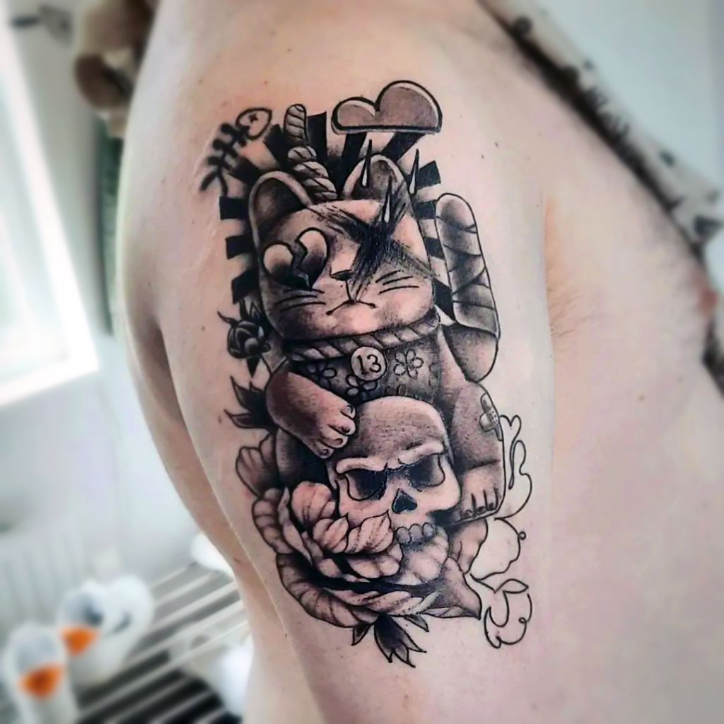 Fortune cat tattoo